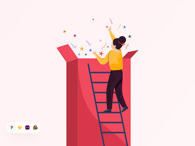 Rewards Illustration app design banner illustration besnik design gift illustration illustration landing page modern illustration product design reward illustration trendy illustration uiux design uiux design agency website design women illustration