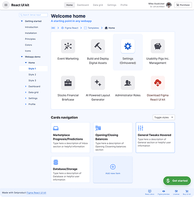 Figma React system — 2 in 1 UI kit to design & code app dashboard design figma material react templates ui ui kit