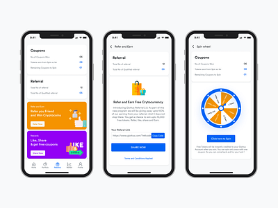 Rewards UI Design affiliate app earn friend gift invite ios iphone loyalty minimal refer refer and earn referral rewards share ui ux
