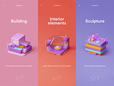 3D Print - Mobile App with 3D Buildings 3d 3d animation 3d building 3d model 3d motion animation colors colors 3d mobile app mobile app design motion motion graphics ui ui design