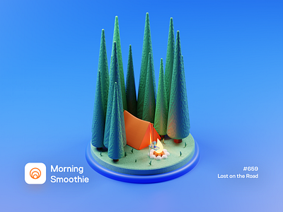 Lost on the Road 3d 3d artwork 3d illustration blender blender3d campfire camping design diorama fire forest illustration isometric isometric illustration nature tent woods