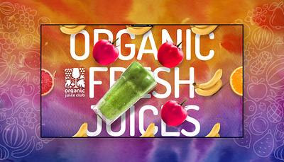 Organic Fresh Juice Club advertisement art branding creative design digital logo social media ui