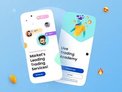 Forex Academy App academy branding cryptocurrency design forex illustration minimal design typography ui ux vector