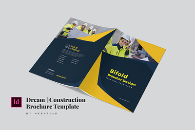 Dream | Construction Bi fold Brochure Template By Websroad advertising architecture brochure business construction constructor consultancy corporate creative flyer media modern multipurpose template trifold