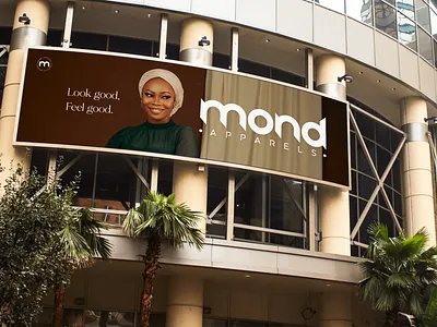 Mond Apparels Billboard apparel beauty billboard branding brown clothing design graphic design icon illustrator logo mockup photoshop presentation vector