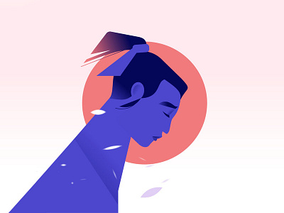 Sadness character colors flat hair illustration man minimal minimalist sad sadness sun wind windy