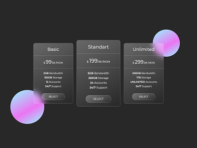 Pricing Cards design ui web design