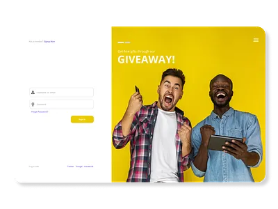 Sign in for a Giveaway ui ux