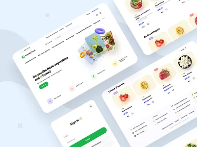 Friendly Food Shop 3d basket branding card food magazine market products shop store