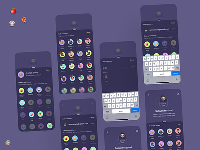 Event invitation app colourful creative emoji eventapp eventinvitationapp figma friendly invitationapp memoji playful purpleapp purplecolor trendy ui visualdesign