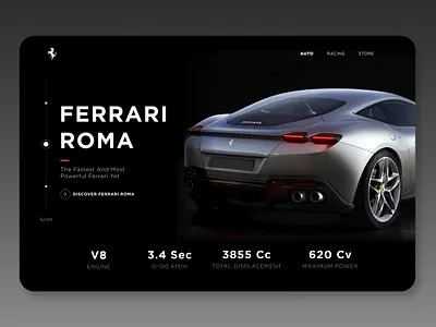 Ferrari Roma Concept design illustration minimal ui userinterface ux web