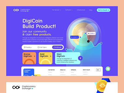 DigiCoin Web Design 3d app branding coin color design icon illustration iphone logo minimal typography ui ux vector web