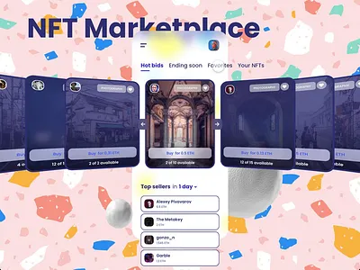 NFT Marketplace App adobe xd app bid buy nft clean creator crypto cryptocurrency marketplace minimal mobile app mobile design product design tokens ux xd