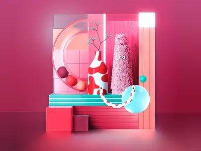 👀Life around us 3d colors concept design eyes graphic design illustration pink stillife texture vase vector