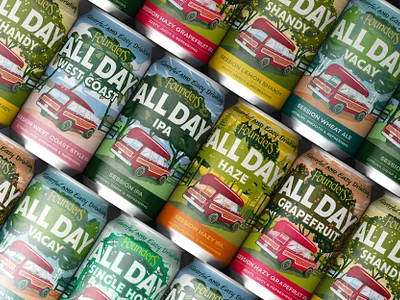 Founders Brewing Co. - All Day Series aluminum beer beverage branding brewery can car cpg food illustration lineup logotype nature outdoors packaging product rebrand refresh series update