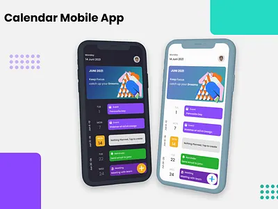 #Explorations - Calendar App calendar dark theme light theme schedule uidesign