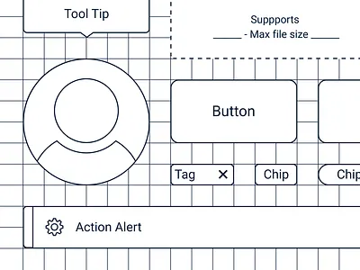 Design System Blueprint pt. 2 alert avatar brooklyn ny button chip component dropzone element figma graphic design grid icon illustration navy new york tag tool tip ux