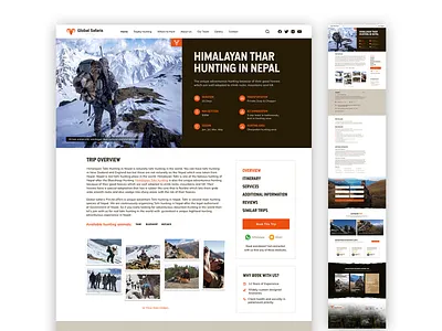 Trip detail page design for Huntnepal creative website design hunting hunting page design landing page nepali design nepali travel website travel design trip detail user interface webdesign website design