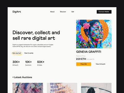 DigiArt - NFT Marketplace Website crypto design landing landing page nft product page web web design web page web site website