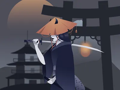 Sunrise adobe illustrator art cold palette illustration japan vector vector graphic