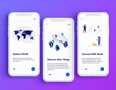 Onboarding - ViTra Virtual Travel App adobe photoshop cc app design design dribbble illustration interaction minimalistic mock mockup onboarding tourism travel app ui ux design ux viral virtual virtual travel xd