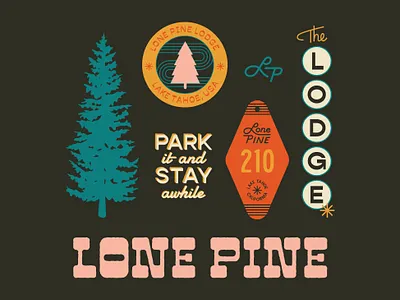 Lone Pine Lodge badge branding design hand lettering hotel illustration lodge pine tree retro texture type typography vintage