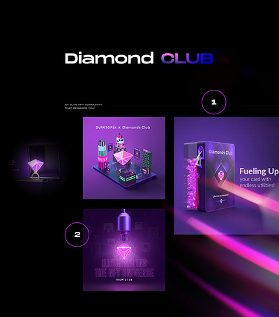Diamond Club 3d animation branding crypto diamond club diamonds graphic design hireus metaverse motion graphics nftcommunity nftdesigns nftholders nftmarketing nftprojects opensea ui web3 web3.0