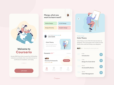 Online Learning Platform App app clean course design e learning education learning live minimal mobile online streams student study teacher ui ux