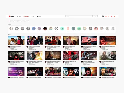 YouTube Redesign - Filter Subscribers Content Feed - Part 1 collection page dr disrespect filter search sorting thumbnail ui ui ux ux video youtube