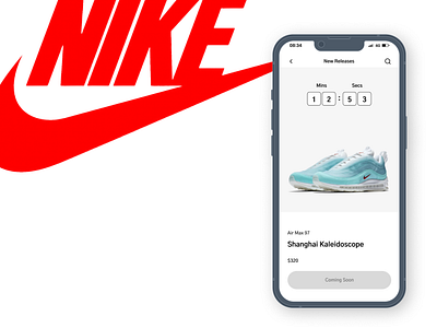 Sneaker Drop Countdown Timer app branding clock countdown graphic design minimal new york city nike shoes sports ui user interface vector