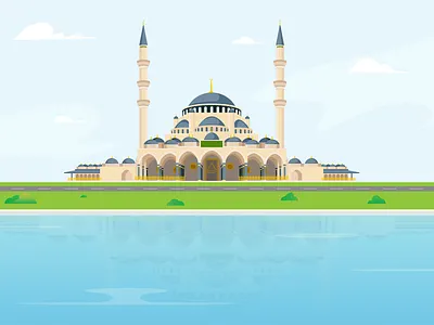 Sharjah Mosque branding city skyline creative design illustration inspirational landing page logo ui vector