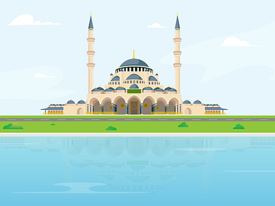 Sharjah Mosque branding city skyline creative design illustration inspirational landing page logo ui vector