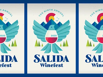 Salida Winefest bird colorado illustration poster wine