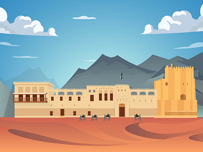 Sharjah Al Hisn branding city skyline creative design illustration inspirational landing page logo ui vector