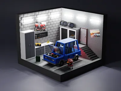 Garage 3d 3dmodel art blender3d frostnout illustration