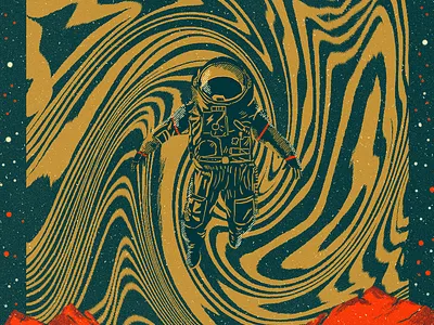 Exploring new dimensions astronaut digital painting graphic design grit texture illustration music poster sci fi