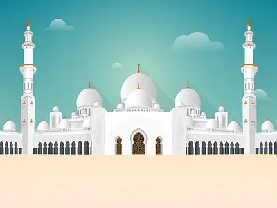Sheikh Zayed Grand Mosque branding city skyline creative design illustration inspirational landing page logo ui vector