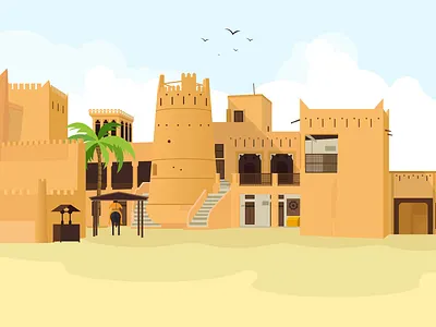 Ajman Museum animation branding city skyline creative design illustration inspirational landing page logo motion graphics ui vector