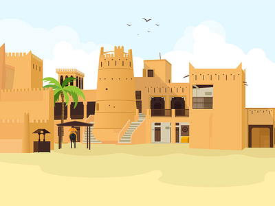 Ajman Museum animation branding city skyline creative design illustration inspirational landing page logo motion graphics ui vector