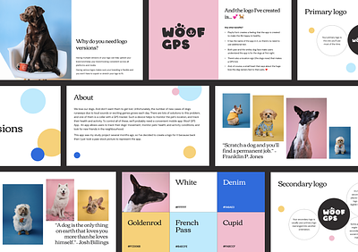 Woof GPS Logo presentation branding design dogs illustration logo presentation ui vector