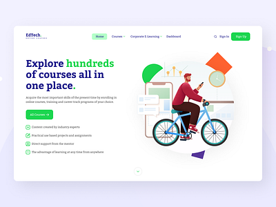 Edtech Landing Page edtech education elerning landing page uidesign website design