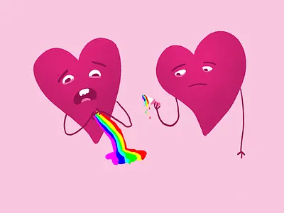 Oops design heart heartbreak illustration love oops ouch rainbow stab wound valentines
