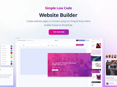 Soft UI Design System Builder about block blog bootstrap builder components creator design dragdrop free gradient inpiration landing page low code online profile responsive ui web website