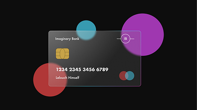 Credit Card (Glassmorphism) dark background design glassmorphism illustration webdesign