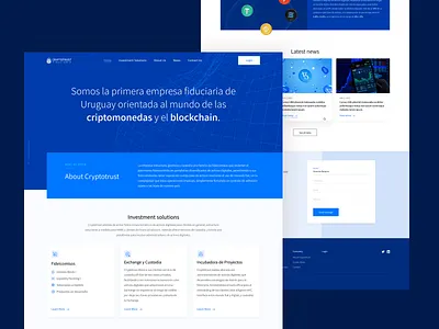 CryptoTrust / Company Website 3d about us agency blockchain blue website company crypto crypto currency design design studio hero section home simple solutions ui website