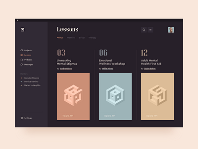 Online Courses design minimal ui ux