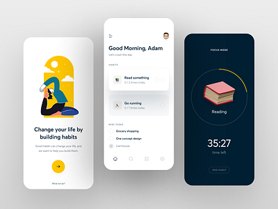 Habits App UI design illustration inspiration interface logo minimal mobile mobile app mobile design mobileapp mobiledesign mobileui ui uidesign uimobile uxdesign