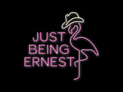 Just Being Ernest Podcast Concept branding country ernest flamingo i icon identity illustration kentucky logo morgan wallen music nashville neon podcast tropical vector