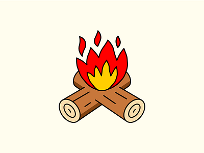 Bon Fire camp camping design fire flame flat graphic design icon illustration log logo lumber red sticker stickers summer vector wood woods yellow