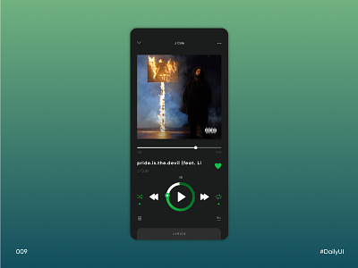 Daily UI Entry 009 app dailyui design music player ui ux